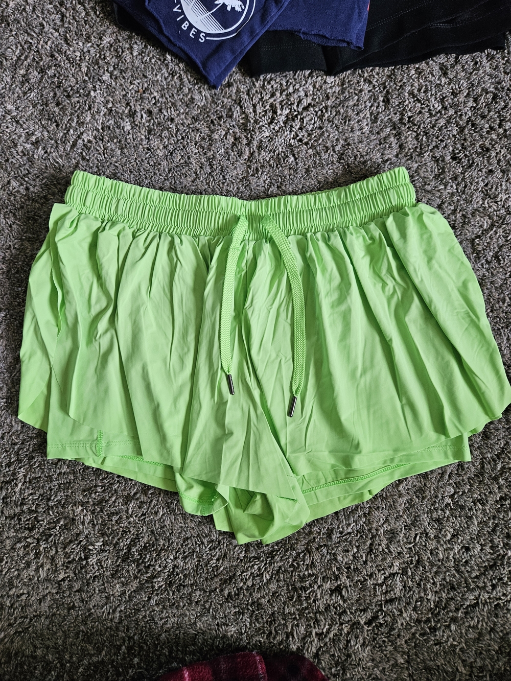 Neon Green Women's Athletic Drawstring Shorts